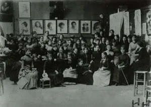 Art School Prints: Academie Julian, Paris, group of art students, c1885, printed later. Creator: Unknown