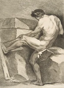 Carle Collection: An 'Academie': Man Pulling a Cord, 1742-43. Creator: Carle van Loo