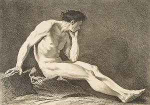 Carle Collection: An 'Academie': Sitting Man, 1742-43. Creator: Carle van Loo