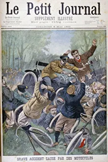 Squashed Prints: Serious accident caused by bicycles, Paris, 1900