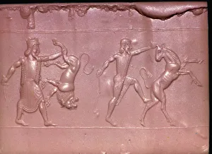 Achaemenid Prints: Achaemenid cylinder-seal impression of a Royal hunt