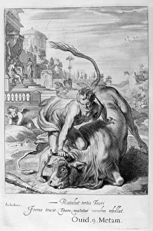 Achelous in the shape of a bull is vanquished by Hercules, 1655. Artist: Michel de Marolles