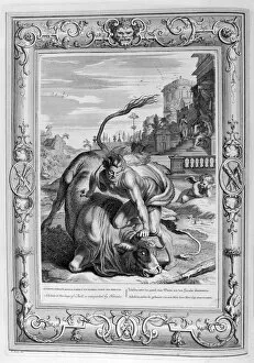 Achelous Gallery: Achelous in the shape of a bull is vanquished by Hercules, 1733. Artist: Bernard Picart
