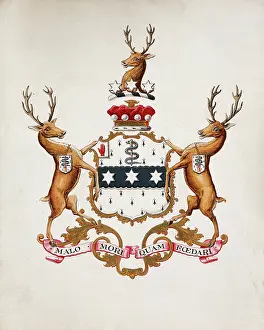 Stag Prints: Achievement of arms of Joseph Lister, Baron Lister. Creator: Unknown