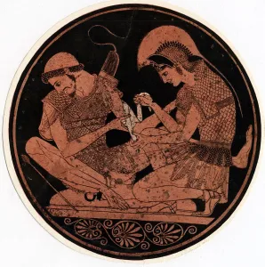Achilles bandaging the wound of Patroclus, c1900