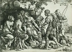 Centaur Prints: Achilles and Chiron (?), 1543. Creator: Georg Pencz
