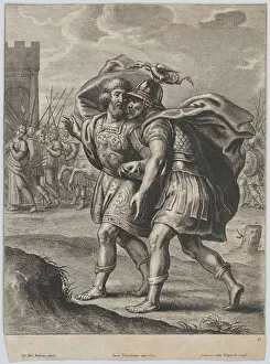 Peter Paul Rubens Collection: Achilles and Priam, in conversation outside of Troy, ca. 1644-66. Creator: Lucas Vorsterman II