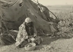 Basketry Prints: Achomawi basket-maker, 1923. Creator: Edward Sheriff Curtis