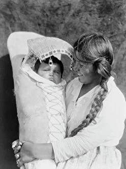 Infant Collection: Achomawi mother and child, c1923. Creator: Edward Sheriff Curtis