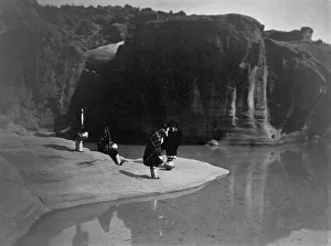 Subsistence Prints: Acoma water carriers, c1905. Creator: Edward Sheriff Curtis