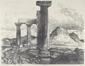 Corinthian Prints: Acro, Corinth from Corinth, 1913. Creator: Joseph Pennell