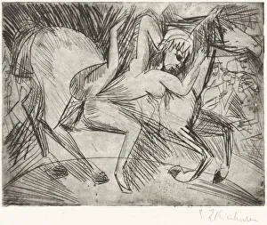 Acrobat Prints: Acrobat on a Horse (Voltigeuse zu Pferd), 1913. Creator: Ernst Kirchner