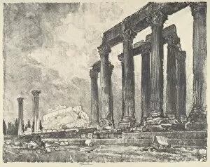 Acropolis Gallery: The Acropolis from the Temple of Jupiter, Athens, 1913. Creator: Joseph Pennell