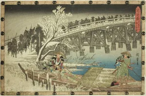 Oban Prints: Act 11, Part 1: The Approach to the Night Attack (Juichidanme ichi)