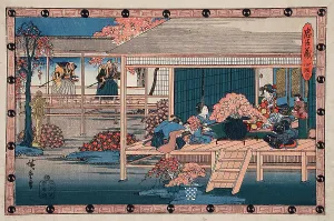 Death Sentence Prints: Act IV: Envoys from the Shogun Approach Lady Kaoyo and Group at Enya's