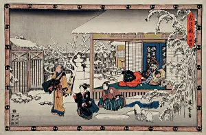 Act IX: Honzo's Suicide in Front of His Family; Yuranosuke Dressed as a... between c1835 and c1839. Creator: Ando Hiroshige