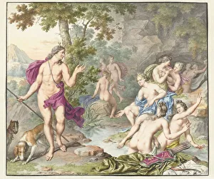 Mires Willem Prints: Actaeon surprises Diana and her companions, 1693. Creator: Willem van Mieris