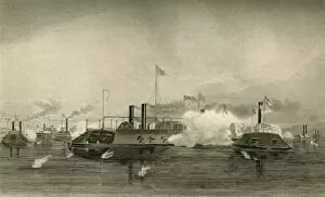 Confederates Gallery: Action of the Gunboats at Memphis, (1878). Creator: Unknown