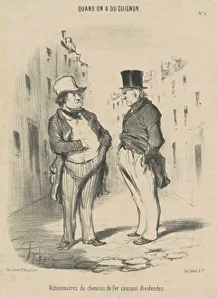 Businessmen Prints: Actionnaires de chemins de fer causant dividendes, 19th century. Creator: Honore Daumier