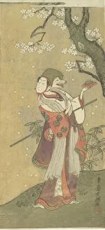 Buncho Ippitsusai Gallery: An Actor in the Fox Dance from the Drama, 'The Thousand Cherry Trees', 1723-1792