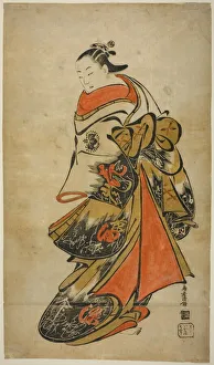 Torii Kiyomasu Prints: The Actor Fujimura Handayu II as Oiso no Tora, c. 1715. Creator: Torii Kiyomasu I