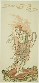 The Actor Ichikawa Danjuro V as the Buddhist Deity Fudo in the Final Scene from Part On... c. 1771. Creator: Shunsho