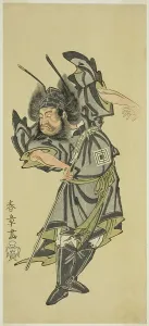 The Actor Ichikawa Danzo III as Shoki the Demon Queller in the Play Date Moyo Kumo ni... c. 1768. Creator: Shunsho