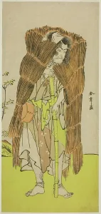 The Actor Ichikawa Ebizo III as Akushichibyoe Kagekiyo Disguised as a Beggar in the Play... c.1776. Creator: Shunsho