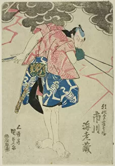 Storm Cloud Collection: The actor Ichikawa Ebizo V as Asahina Tobei, c. 1841. Creator: Utagawa Kunisada