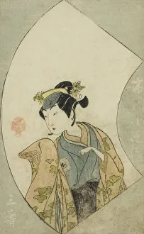 The Actor Ichikawa Kodanji II, from A Picture Book of Stage Fans (Ehon butai ogi), Japan, 1770. Creator: Shunsho