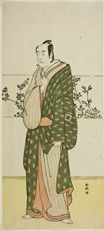 Sadness Gallery: The Actor Ichikawa Monnosuke II, Possibly as Matsuya Soshichi, in the Play Chiyo no... c. 1785