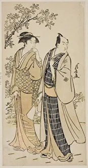 Kiyonaga Torii Prints: The Actor Ichikawa Monnosuke II and his wife