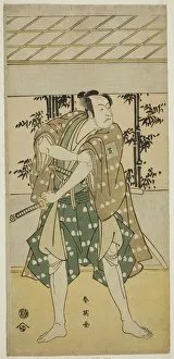 Bennosuke Ichikawa Gallery: The Actor Ichikawa Omezo I as the Boatman Takihei (?) in the Play Ofunamori Ebi no... c1792