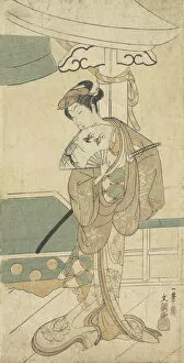 Buncho Gallery: The Actor Ichikawa Uzayemon IX 1724-1785 in a Female Role. Creator: Ippitsusai Buncho