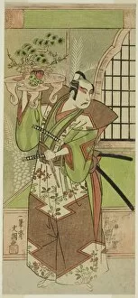 Tray Collection: The Actor Ichikawa Yaozo II in a pre-performance celebration of the play 'Soga... 1773