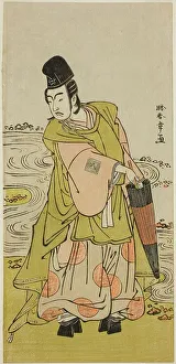 The Actor Ichikawa Yaozo II as Shii no Shosho Okinori in the Play Sugata no Hana Yuki... c. 1776. Creator: Shunsho