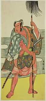The Actor Ichimura Uzaemon IX as the Yakko Matahei in the Play Mukashi Otoko Yuki... c. 1781. Creator: Shunsho