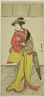 The Actor Iwai Hanshiro IV as Osuwa in the Play Koi no Yosuga Kanagaki Soga, Performed... c. 1789. Creator: Shunsho