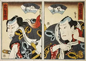 Images Dated 25th February 2011: The Actor Jitsukawa Ensaburo and an Unknown Actor (Diptych), 1847