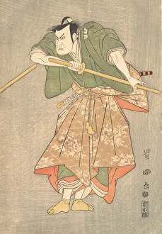 Images Dated 21st October 2020: The Actor Kataoka Nizaemon in Ceremonial Robes of Green and Pink, ... ca. 1790-1825