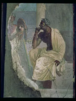 Images Dated 18th June 2013: Actor and mask, fresco from the house of the Tragic Poet at Pompeii