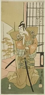 Ebizo Ichikawa Gallery: The Actor Matsumoto Koshiro III as Akita Jonosuke in the Play Kawaranu Hanasakae... c. 1769