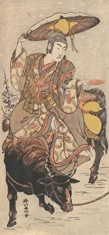Ichikawa Somegoro I Prints: The Actor Matsumoto Koshiro IV on a Bullock in a Snowstorm, ca. 1790