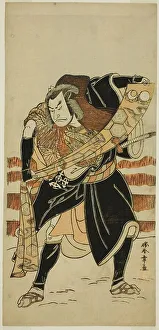 The Actor Nakamura Nakazo I as Abe no Sadato (?) in the Play Date Nishiki Tsui no Yumitori... c1778 Creator: Shunsho