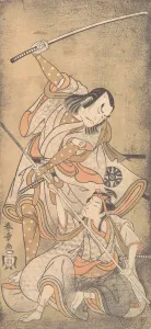 The Actor Nakamura Nakazo with a Sword, Fighting the Actor Ichikawa Raizo II... 1769. Creator: Shunsho