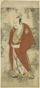 Patten Collection: The Actor Nakamura Sukegoro II as Kaminari Shokuro in the Joruri 'Gonin Otoko'... c. 1768