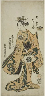 Hosoban Benizuri E Prints: The Actor Nakamura Tomijuro I as Omi no Okane in the play Kongen Okuni Kabuki'performed