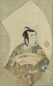 The Actor Onoe Kikugoro I, from A Picture Book of Stage Fans (Ehon butai ogi), Japan, 1770. Creator: Shunsho