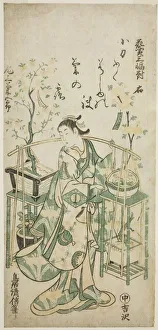Tori Kiyomasu Ii Prints: The Actor Onoe Kikugoro I, right sheet of Flower Vendor Triptych