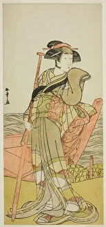 The Actor Onoe Matsusuke I as Akoya in the Play Edo Meisho Midori Soga, Performed... Japan, c.1779. Creator: Shunsho